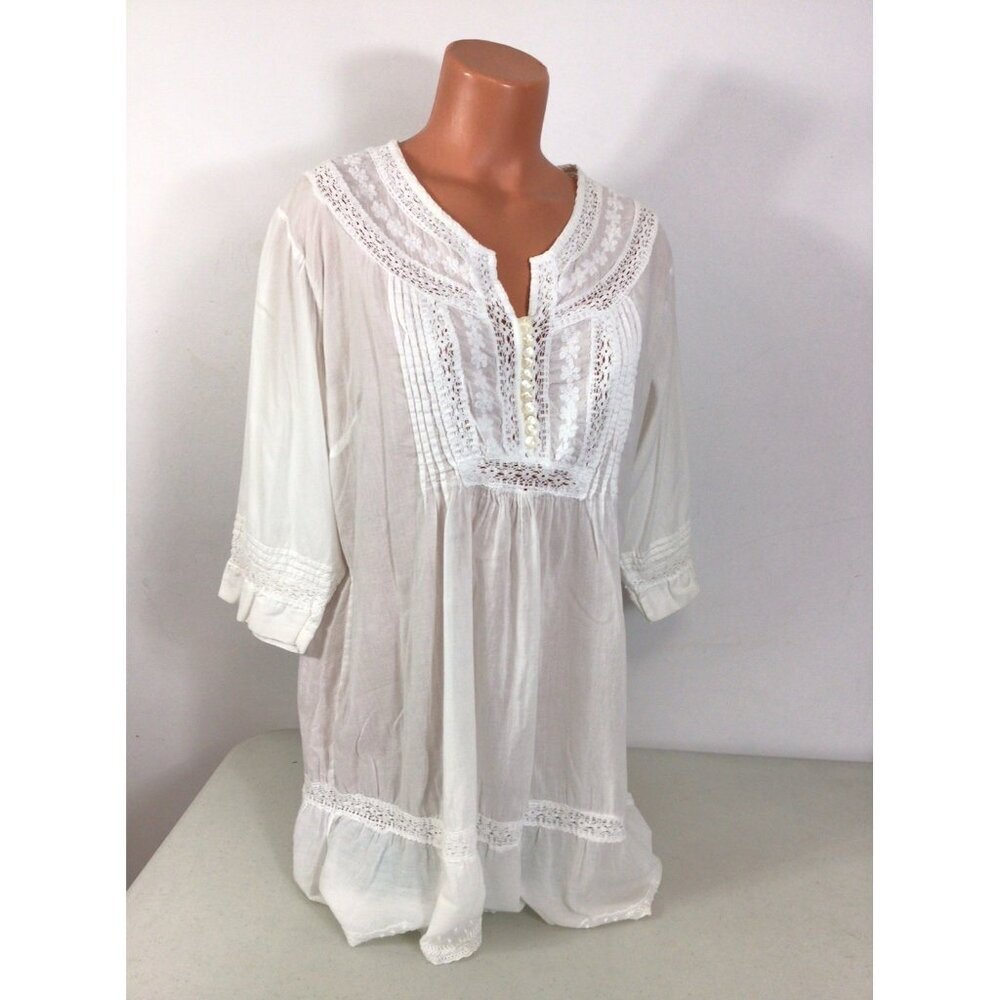 Samson Eyelet Embroidered Tunic Top Womens Large